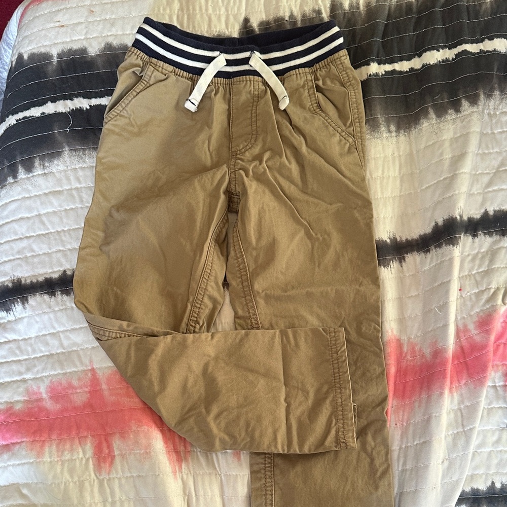Carter's Tan Pants with Navy Striped Waistband